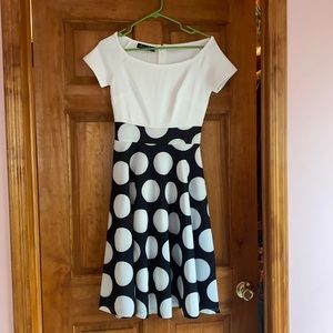 Size 4 black polka dot boatneck a line dress